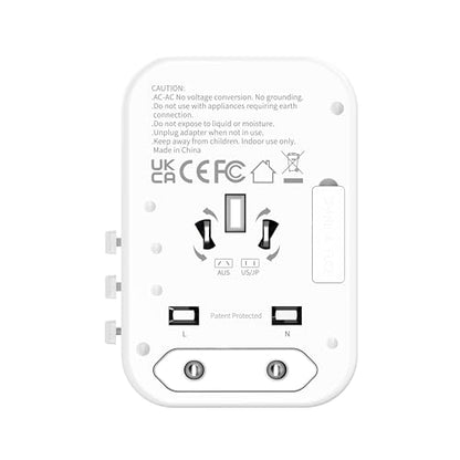 World Travel Adapter Quick Charger 35.5W, White - color: Snow White