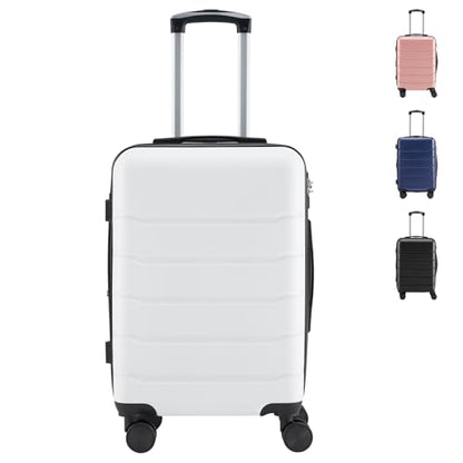 20 Inch Carry On Luggage with Spinner Wheels, White - color: White, size: 20 Inch