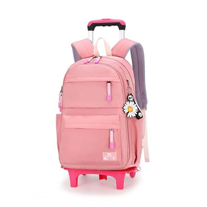 Kids Rolling Backpack with Wheels, Wheeled School Backpack for Girls Boys - color: A-pink Two Wheels, size: Two Wheels