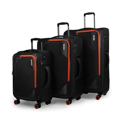 3-Piece Softside Expandable Luggage Set w/Front Open Pocket - color: Black, size: 3-Piece Set (22"/28"/32'')