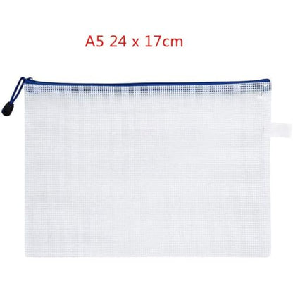 Unifizz A5 Plastic Wallets Mesh Zipper Pouch, Zip Lock Bags Document Folders Waterproof Plastic Pockets Zipper Bags Storage Bags for Office School Travel, 24 x 17cm, Green, 1pcs