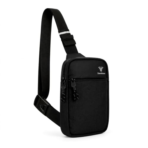 Mini Sling Bag, Water-Resistant Crossbody Chest Pack for Men & Women - color: Black
