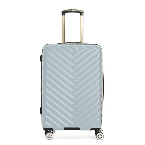 Kenneth Cole REACTION Madison Square Lightweight Hardside Chevron Expandable Spinner Luggage, Slate, 24-Inch Checked - color: Slate, size: 24-Inch Checked