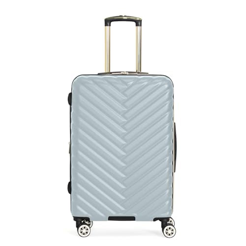 Kenneth Cole REACTION Madison Square Lightweight Hardside Chevron Expandable Spinner Luggage, Slate, 24-Inch Checked - color: Slate, size: 24-Inch Checked
