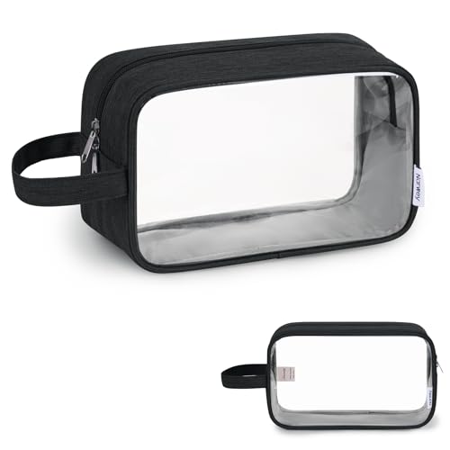 Narwey Clear Travel Toiletry Bags for Men Women, Clear Makeup Cosmetic Bag - color: Clear-Black