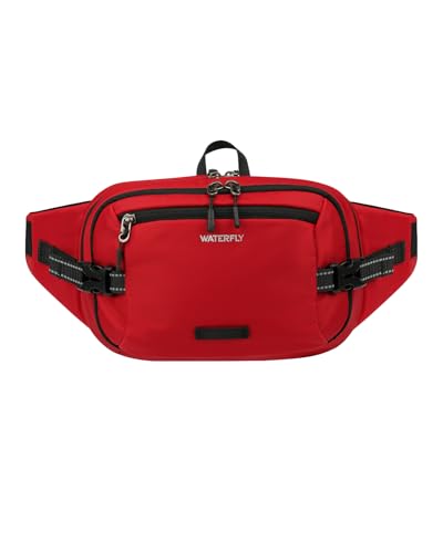 WATERFLY Fanny Pack Waist Bag: 3L Large RFID Anti-Theft for Travel - color: Red