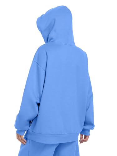 SeSe Code Travel Hoodie with Eye Mask Sleep Unisex Oversized Sweatshirt for Airplane, Road Trip Naps Fleece Couples Hoodies - color: Blue, size: Small