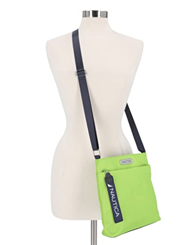 Nautica Diver Nylon Small Women's Crossbody Bag Purse with Adjustable Shoulder Strap - color: Lime