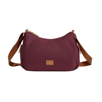 Nordace Siena Hobo Crossbody Bag - Secure RFID Blocking Pocket and Hidden Compartments for Travel Shoulder Bag - color: Burgundy