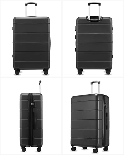 YOETEY Expandable Hardshell Luggage Set with TSA Lock, 4-Piece Set - color: Black, size: 4-Piece Set