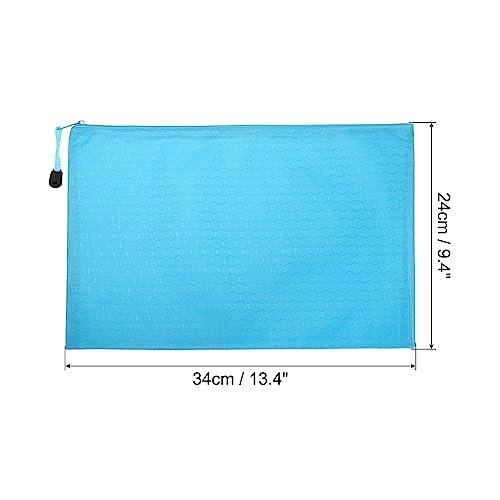 PATIKIL Waterproof Zipper File Bags, 3 Pack A4 Document Holders Pencil Pouch for Office, Light Blue - color: Light Blue, size: A4