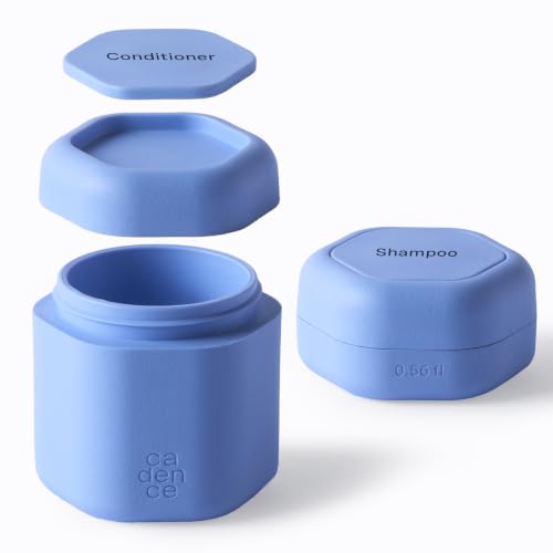 Cadence Travel Containers - 2 Piece Haircare Set - Magnetic Travel Capsules - For Shampoo, Conditioner, Hair Styling Product - 1 Small & 1 Medium Capsule - Shampoo & Conditioner Labels - Pacific - color: Pacific, size: Haircare (Set of 2)