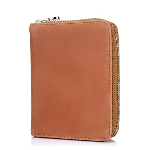 boshiho RFID Blocking 24 Slot Credit Card Holder Wallet Real Leather Multi Card Organizer Wallet with Zipper - color: Light Brown