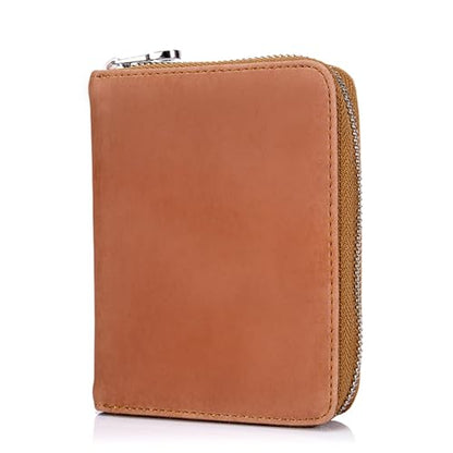 boshiho RFID Blocking 24 Slot Credit Card Holder Wallet Real Leather Multi Card Organizer Wallet with Zipper - color: Light Brown