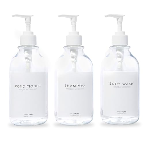 MaisoNovo Refillable Shampoo and Conditioner Bottles| Clear Set of 3 - color: Clear