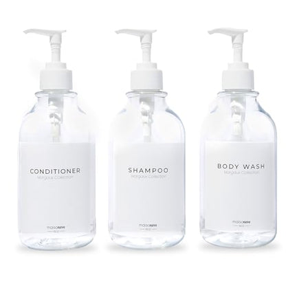 MaisoNovo Refillable Shampoo and Conditioner Bottles| Clear Set of 3 - color: Clear