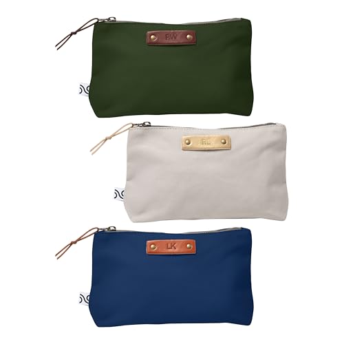 Northwind Personalized Premium Canvas Cosmetic Pouch | Made in USA Custom Monogrammed Travel Organizer and EDC Makeup Bag, Premium Minimalist Gift - style: Canvas