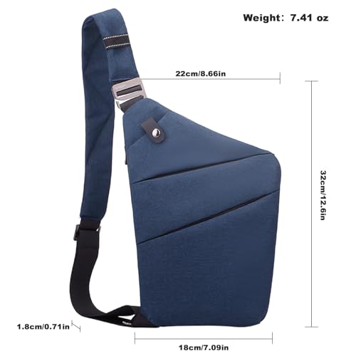 Anti Theft Travel Bag Sling Cross-body Bag Large Capacity - color: Blue, style: Left Shoulder