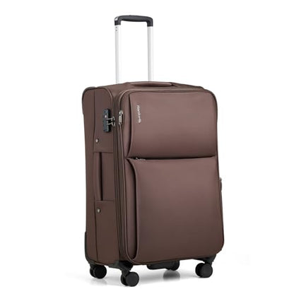 Hanke Medium Checked Luggage, 24 Inch Suitcase with Garment Compartment - color: Coffee, size: 24 Inch Checked in