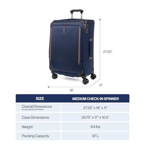 Travelpro Crew Classic Softside Checked Luggage, Blue, 25-Inch - color: Patriot Blue, size: Checked Medium