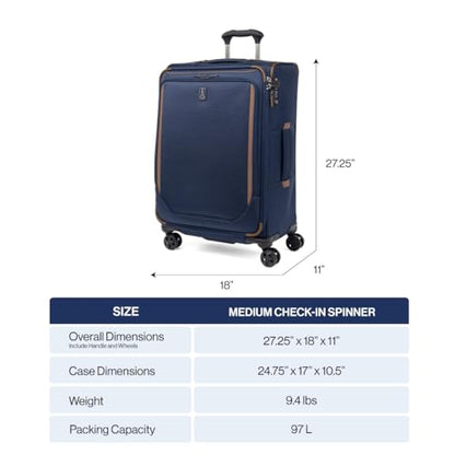 Travelpro Crew Classic Softside Checked Luggage, Blue, 25-Inch - color: Patriot Blue, size: Checked Medium