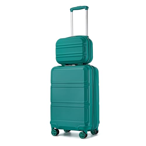 Kono Carry On Luggage Set Airline Approved with Spinner Wheels - color: Turquoise, size: 2-piece Set (12/20)