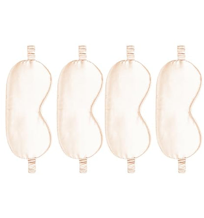 4PACK Sleep Masks Satin Eye Mask Silk Eyes Cover Silky Blindfold Blackout Eyeshade Soft Eyeshades Sleeping Covers Travel Nap - color: Champagne