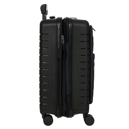 Bric's B|Y Ulisse Carry-On Luggage with Spinner Wheels – Airline Approved Hard Shell Suitcase, TSA Combination Lock & USB Port - Removeable Wash Bag Included - 21 Inch with Front Pocket, Black - color: Black, size: Carry-on with front pocket
