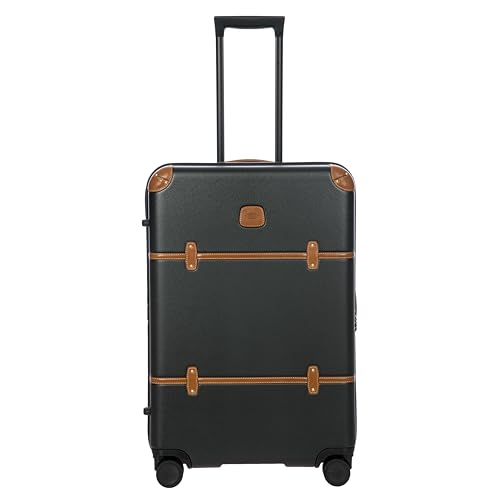Bric's Bellagio 3.0 Spinner Trunk- Luxury Hardshell Check In Luggage with Large Wheels, Telescopic Handle, Leather Detailing - Expandable Rolling Suitcase - 27", Black - color: Black, size: Checked-medium