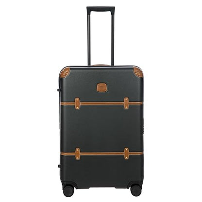 Bric's Bellagio 3.0 Spinner Trunk- Luxury Hardshell Check In Luggage with Large Wheels, Telescopic Handle, Leather Detailing - Expandable Rolling Suitcase - 27", Black - color: Black, size: Checked-medium
