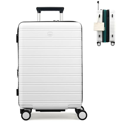 MILADA 24-Inch Hardside Expandable Medium Checked Luggage Suitcase, White - color: White, size: Checked Medium 24 inch