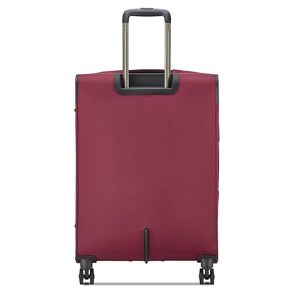DELSEY PARIS Sky Max 3.0, 24 Inch Checked-Medium Luggage, Burgundy | Checked-In Suitcase, Softside, Lightweight Durable Construction, Double Spinner Wheels, Soft Touch Carry handle - color: Burgundy, size: Checked-Medium, 24 Inch