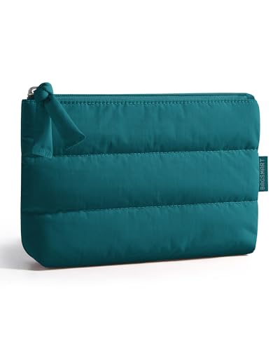 BAGSMART Small Makeup Bag, Machine Washable Puffy Cosmetic Pouch - color: Deep Teal