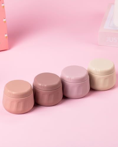 Mrsdry Travel Containers for Toiletries, TSA Approved Travel Size Toiletries 4 Pack, Refillable Containers, With Clear Bag, Leak Proof Silicone Jars, Essentials Creams Jars Carrying Small Items - color: Red Soil, size: 3 Ounce (90ML)
