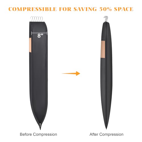 Syeeiex Compression Hanging and Space Saving Garment Bag, 54 Inch, Black - color: Black, size: 54" - 2pcs(8" Gusseted)