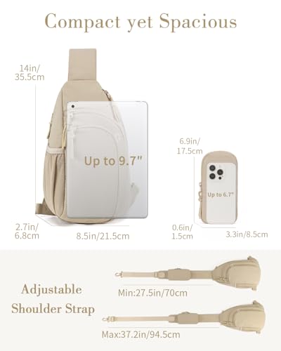 Sling Bag Crossbody Bags for Women with Anti-theft RFID Blocking Pocket - color: Large Khaki, size: Large