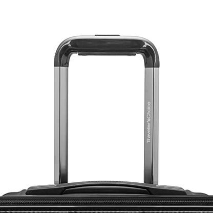Traveler's Choice Archer Polycarbonate Hardside Spinner Luggage Set, Tie Down Straps, Black, Checked 29-Inch - color: Black, size: 1-Piece (Checked 29-Inch)