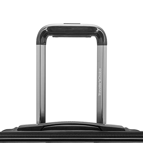 Traveler's Choice Archer Polycarbonate Hardside Spinner Luggage Set, Tie Down Straps, Black, Checked 29-Inch - color: Black, size: 1-Piece (Checked 29-Inch)