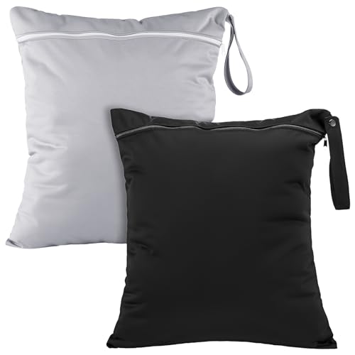 Shappy 2 Pack Wet Dry Bag Travel Laundry Waterproof,Solid Black Gray - style: Solid Black Gray
