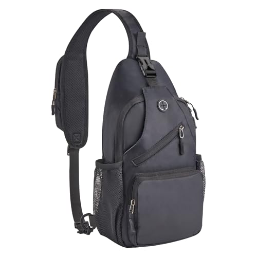 Javolto Sling Bag for men Crossbody Shoulder Backpack Chest Bag Travel Hiking Daypack - color: Black