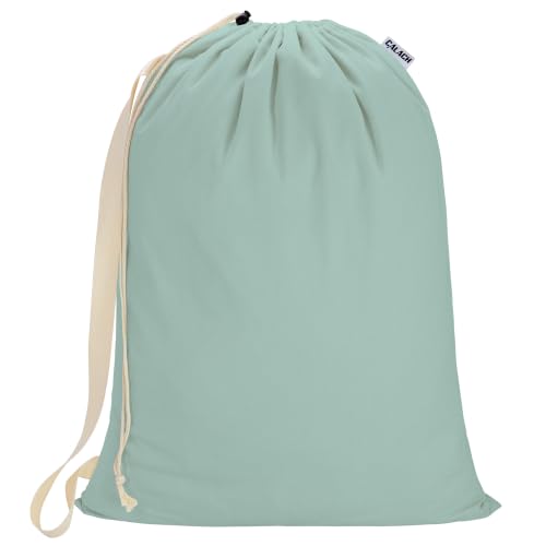 Canvas Laundry Bag with Shoulder Strap & Drawstring, 23"W x 29"H, MintGreen - color: Mint Green