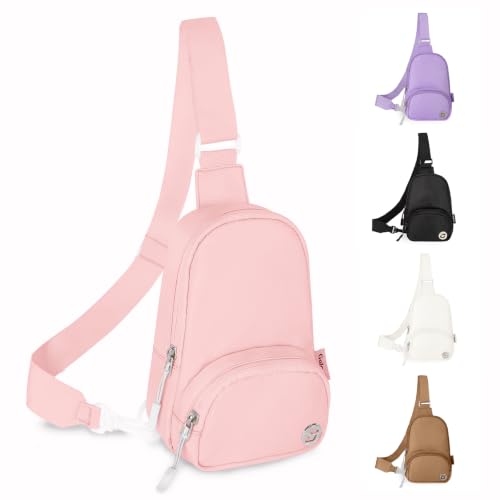 Goloni Small Sling Bag for Women Waterproof Nylon Crossbody Bag Mini Sling Backpack Lightweight Front Chest Bag for Travel Running Hiking Light Pink - color: Light Pink