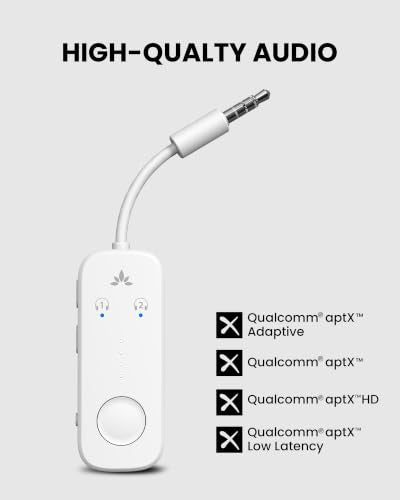 Avantree Relay - Airplane Bluetooth Adapter for 2 AirPods or Headphones - color: 2-White