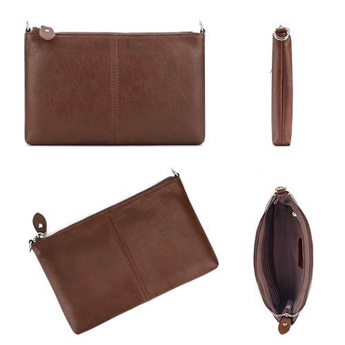 befen Genuine Leather Small Crossbody Bags for Women Wristlet Wallet Purses - color: Dark Brown 02