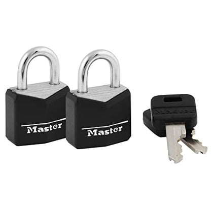 Master Lock 121T Padlock, Covered Aluminum Lock, 3/4 in. W, Black, 1-Pack, 2-Count - size: 2 Count (Pack of 1)