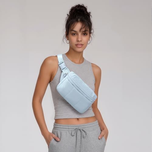TOPEAST Fanny Pack for Women 3.5L Waist Pack with Water Bottle Holder, Light Blue - color: Baby Blue