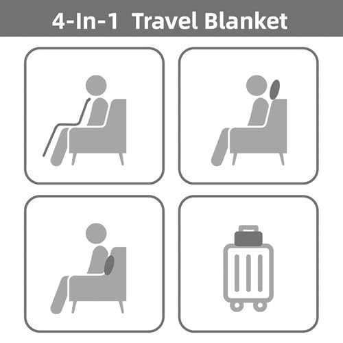 Travel Blanket Pillow, Soft Airplane Blanket 2-in-1, Travel Blanket Airplane Compact with Bag, Travel Essentials Accessories for Plane and Car,60x40 Grey - color: Grey