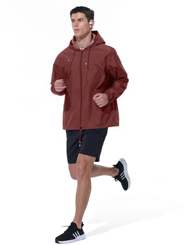 UIQUR Mens Rain Jacket Raincoat Waterproof Windbreaker - color: Red, size: XX-Large