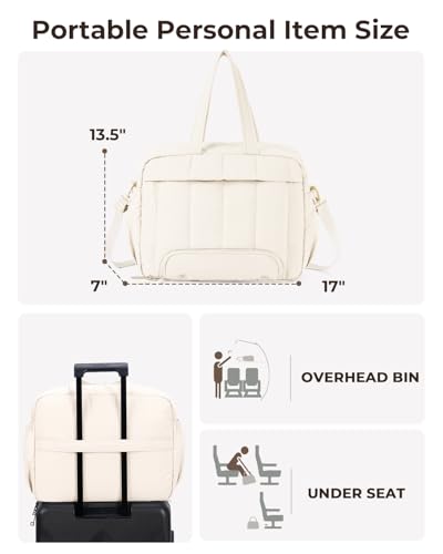 For Spirit Airlines Personal Item Bag 18x14x8 Puffer Travel Duffel Bag with Shoe Compartment Underseat Carry on Luggage Fit 15.6-Inch Laptop Gym Bag for Women Men (Beige) - color: Beige