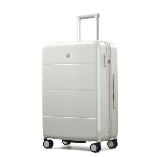 Hanke 24 Inch Luggage with Spinner Wheels, Expandable Medium Suitcase - color: Smoke White, size: 24 Inch EXT